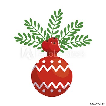ball christmas decoration with leafs and seeds design