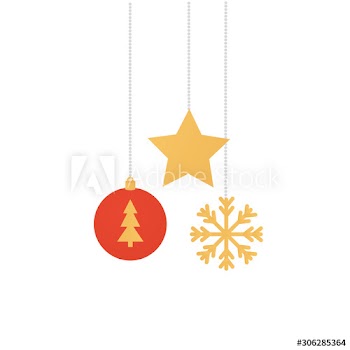 ball christmas with star and snowflakes hanging design