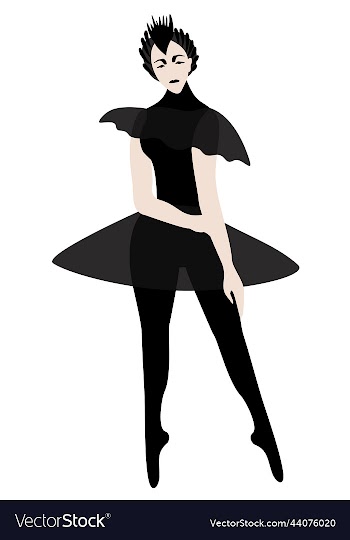 ballerina in black costume of a swan isolated