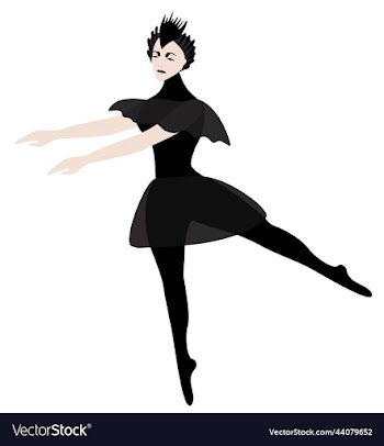ballerina in black costume of a swan isolated