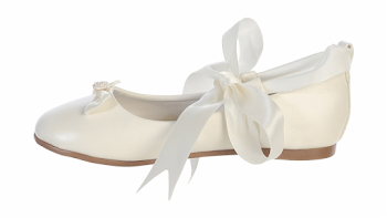 Ballet Flats Ivory Dress Shoes W Satin Ribbon Tie Girls - Ivory ...