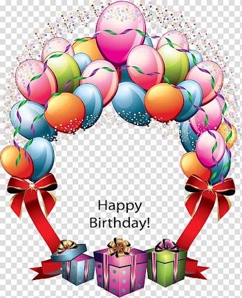 Balloon arch illustration, Birthday cake Balloon Wish Greeting card, happy Birthday transparent background PNG clipart
