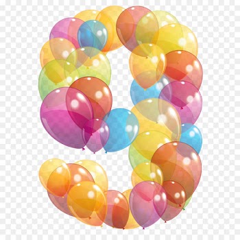 Balloon Birthday Clip art - Transparent Nine Number of Balloons PNG Clipart Image 