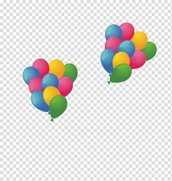 Balloon Birthday Greeting card, colorful balloons transparent background PNG clipart
