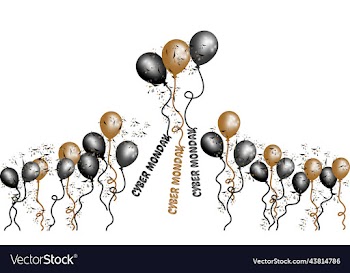 balloon carrying cyber monday text