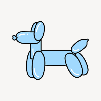 Balloon dog clip art, blue | Free Photo - rawpixel