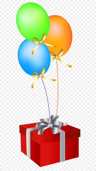 Balloon Gift Birthday Greeting card Clip art - Red Gift Box with Balloons 