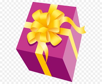 Balloon Gift Box Paper Birthday - Pink PNG Present with Yellow Bow Clipart 