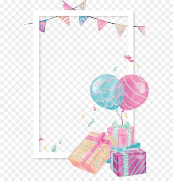 Balloon Gift Clip art - Watercolor gift box balloon border 