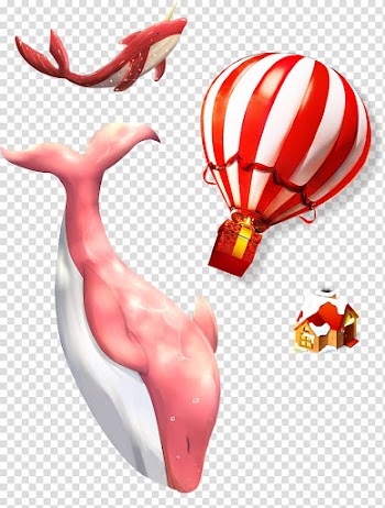 Balloon Icon, Red whale and balloons transparent background PNG clipart