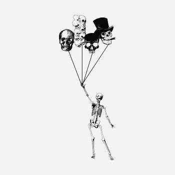 Balloon & skeleton clipart, vintage | Free PSD Illustration - rawpixel