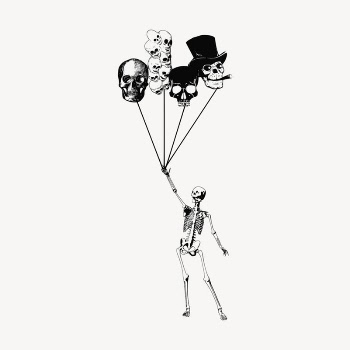 Balloon & skeleton collage element, | Free Vector Illustration - rawpixel