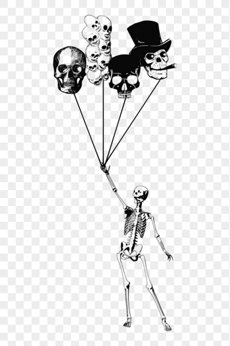 Balloon & skeleton png sticker | Free PNG - rawpixel