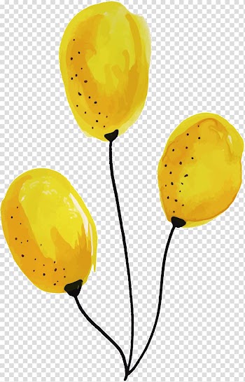Balloon Yellow Computer file, Hand painted yellow balloons transparent background PNG clipart