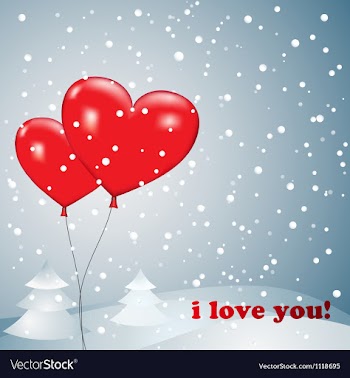  					Balloons heart with snow vector image														