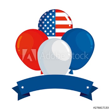 balloons helium floating with united states of america flag