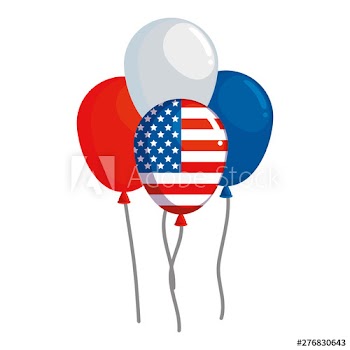 balloons helium floating with united states of america flag