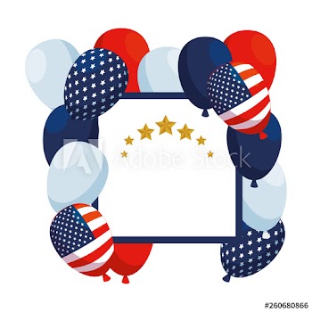 balloons helium with USA flag square frame