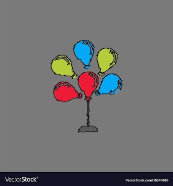 Balloons icon in hatching style vector image