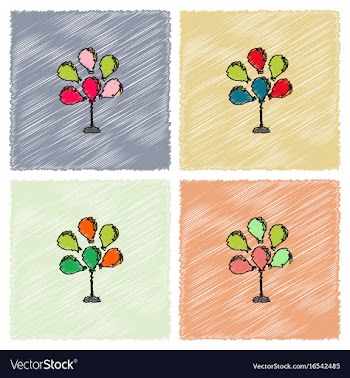 Balloons icon in hatching style vector image