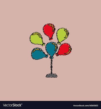 Balloons icon in hatching style vector image