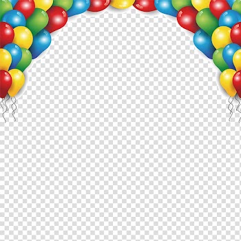Balloons illustration, Birthday Greeting card Balloon Poster Party, Color balloon frame decoration transparent background PNG clipart