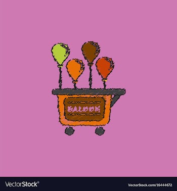 Balloons sell cart in hatching style vector image