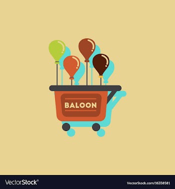 Balloons sell cart in sticker style vector image