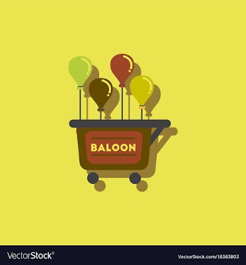 Balloons sell cart in sticker style vector image