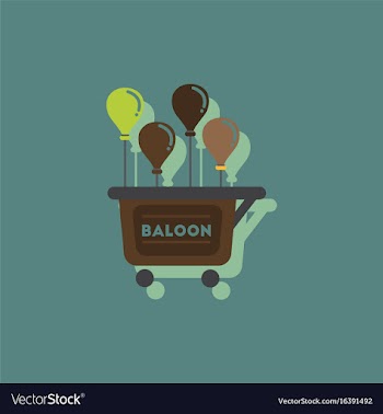 Balloons sell cart in sticker style vector image