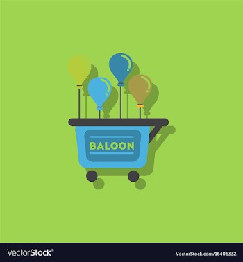 Balloons sell cart in sticker style vector image