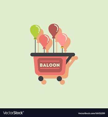 Balloons sell cart in sticker style vector image