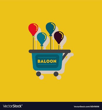 Balloons sell cart in sticker style vector image