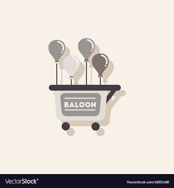 Balloons sell cart in sticker style vector image