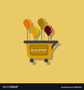 Balloons sell cart in sticker style vector image