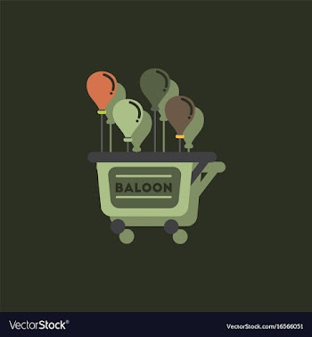 Balloons sell cart in sticker style vector image