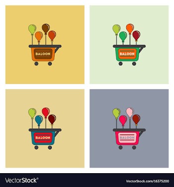 Balloons sell cart set vector image
