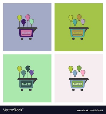 Balloons sell cart set vector image
