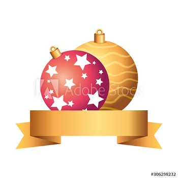 balls christmas with ribbon decoration design