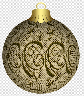 Balls lace, brown and black floral Christmas baubles transparent background PNG clipart