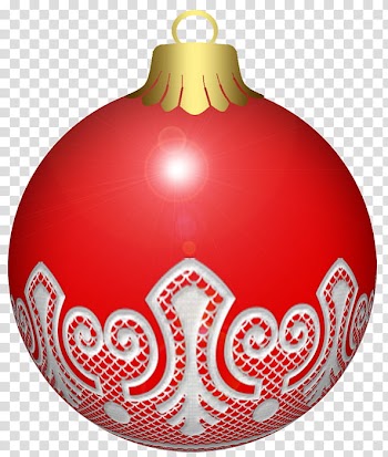 Balls lace, red and white Christmas bauble transparent background PNG clipart