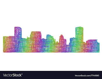Baltimore skyline silhouette - multicolor line art vector image