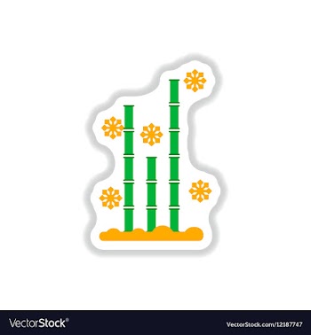 Bamboo and snow in paper vector image