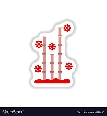 Bamboo and snow in paper vector image