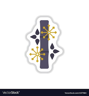 Bamboo and snowflakes in vector image