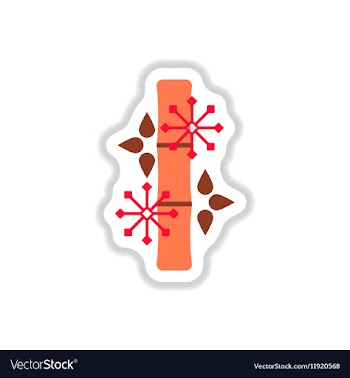 Bamboo and snowflakes in vector image