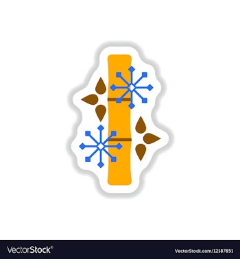 Bamboo and snowflakes in vector image