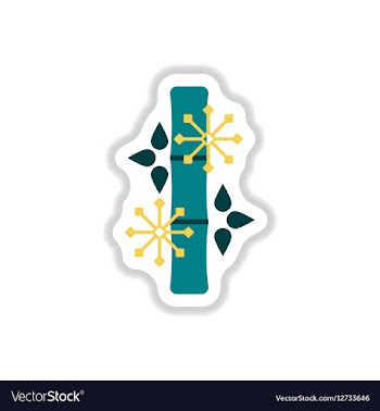 Bamboo and snowflakes in vector image
