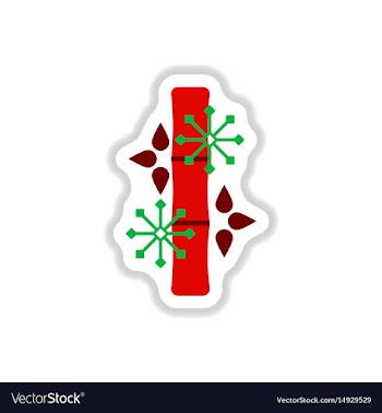 Bamboo and snowflakes in vector image