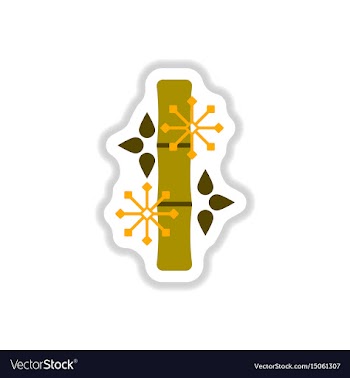 Bamboo and snowflakes in vector image
